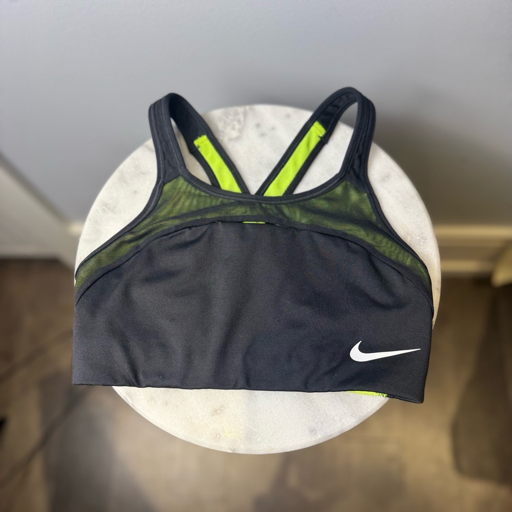 Nike Dri-FIT Sports Bra Black Green (XS)